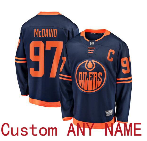 Customized Men Edmonton Oilers #97 Connor McDavid Blue Home Stitched NHL Jersey